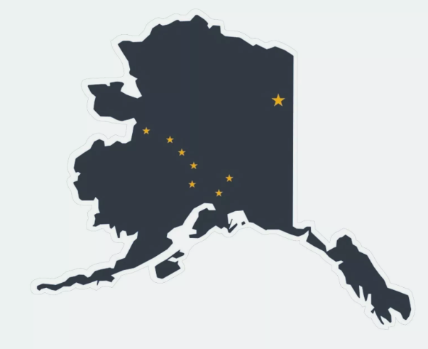 Alaska State Map Outline with Flag Sticker, Decal, Vacation Sticker