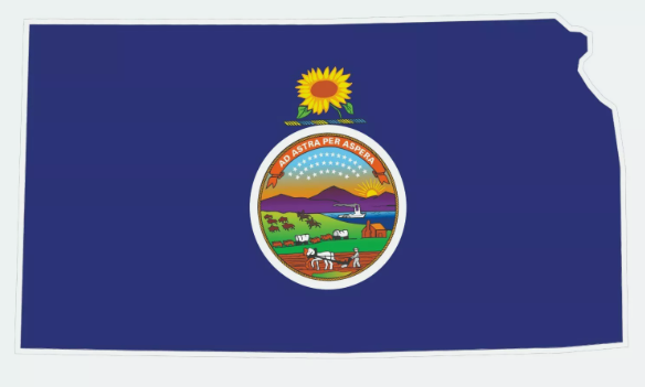 Kansas State Map Outline with Flag Sticker, Decal, Vacation Sticker