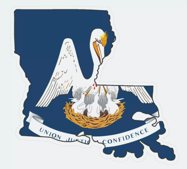 Louisiana State Map Outline with Flag Sticker, Decal, Vacation Sticker
