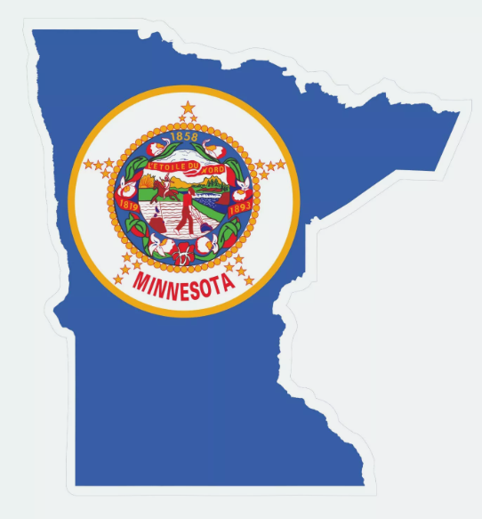 Minnesota State Map Outline with Flag Sticker, Decal, Vacation Sticker