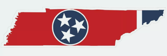 Tennessee State Map Outline with Flag Sticker, Decal, Vacation Sticker