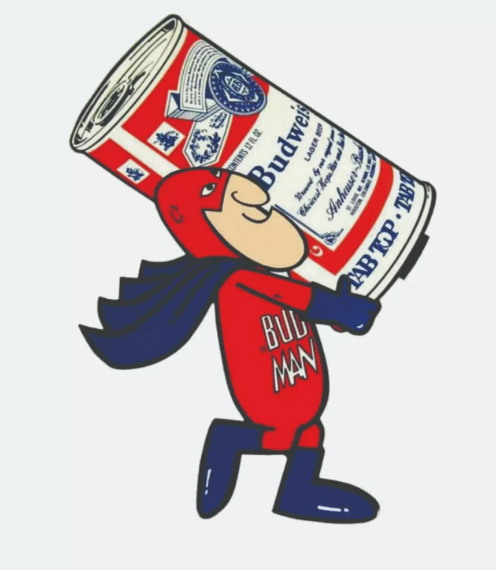Budweiser Bud Man with Beer Can Decal