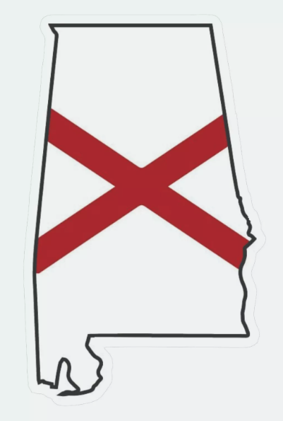 Alabama State Map Outline with Flag Sticker, Decal, Vacation Sticker