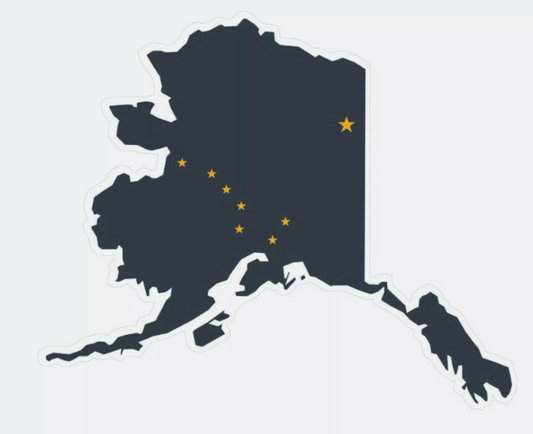 Alaska State Map Outline with Flag Sticker, Decal, Vacation Sticker