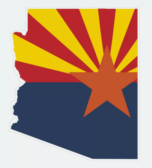 Arizona State Map Outline with Flag Sticker, Decal, Vacation Sticker