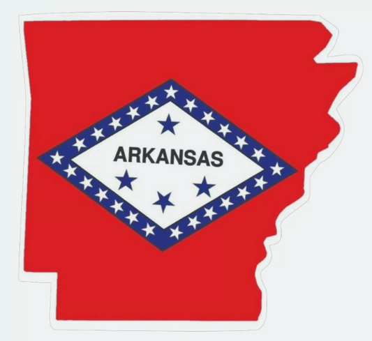 Arkansas State Map Outline with Flag Sticker, Decal, Vacation Sticker