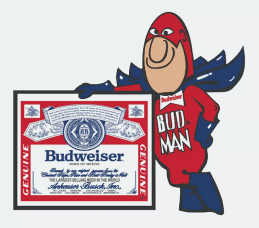 Budweiser Bud Man With Beer Label Decal Bumper Sticker