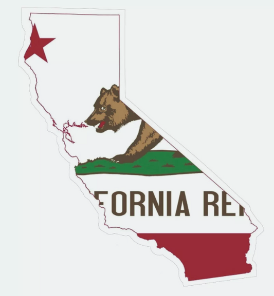 California State Map Outline with Flag Sticker, Decal, Vacation Sticker