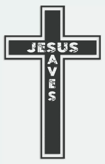 Cross with Jesus Saves in Distressed Letters Sticker Decal