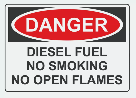 Diesel Fuel No Smoking No Open Flames Sign Decal Sticker
