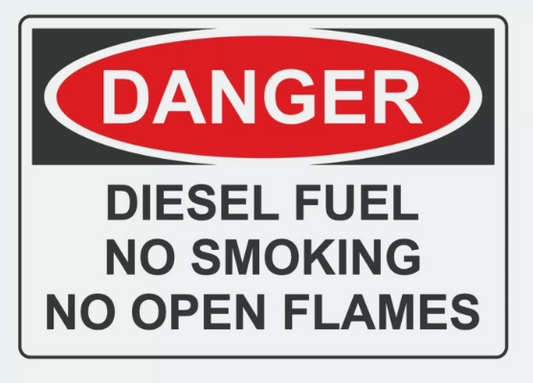 Diesel Fuel No Smoking No Open Flames Sign Decal Sticker