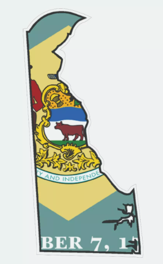 Delaware State Map Outline with Flag Sticker, Decal, Vacation Sticker