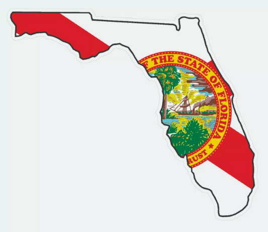 Florida State Map Outline with Flag Sticker, Decal, Vacation Sticker