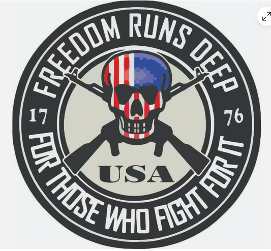 Freedom Runs Deep  -  Military Bumper Sticker  / Decal