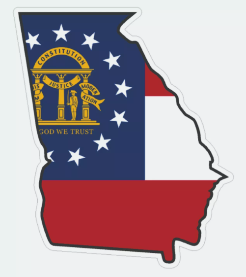 Georgia State Map Outline with Flag Sticker, Decal, Vacation Sticker