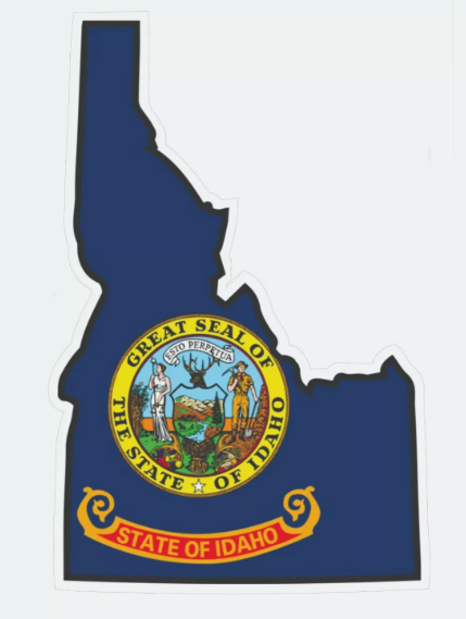 Idaho State Map Outline with Flag Sticker, Decal, Vacation Sticker