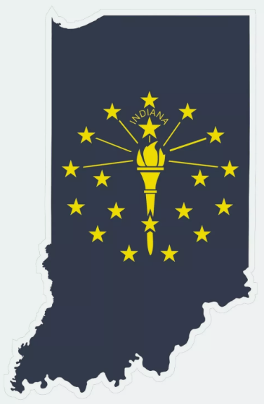 Indiana State Map Outline with Flag Sticker, Decal, Vacation Sticker