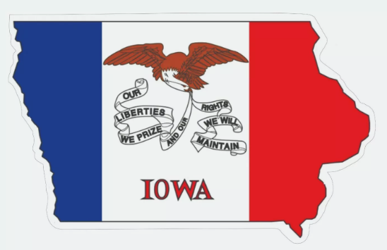 Iowa State Map Outline with Flag Sticker, Decal, Vacation Sticker