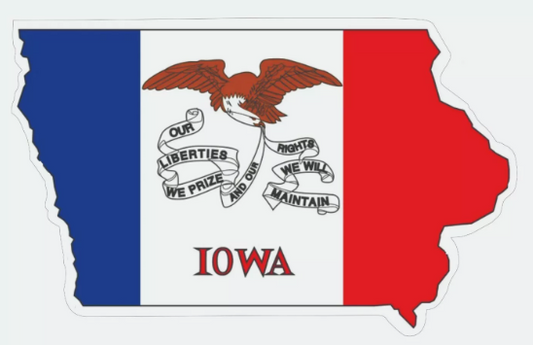 Iowa State Map Outline with Flag Sticker, Decal, Vacation Sticker