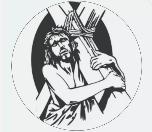 Jesus with Cross Sticker - Decal