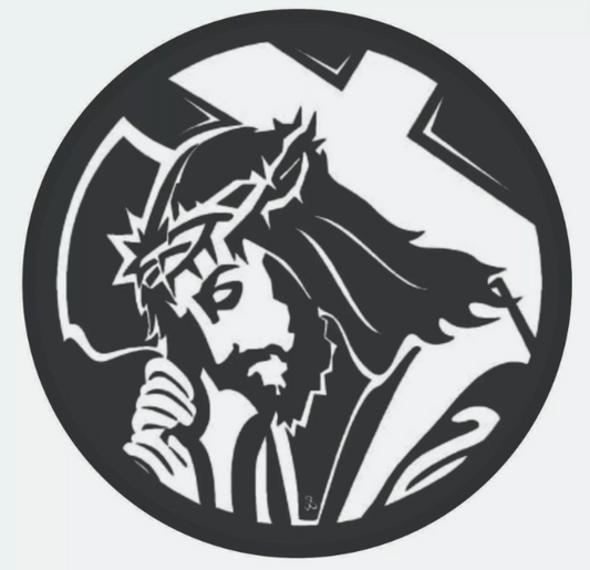 Jesus with Cross Sticker - Decal