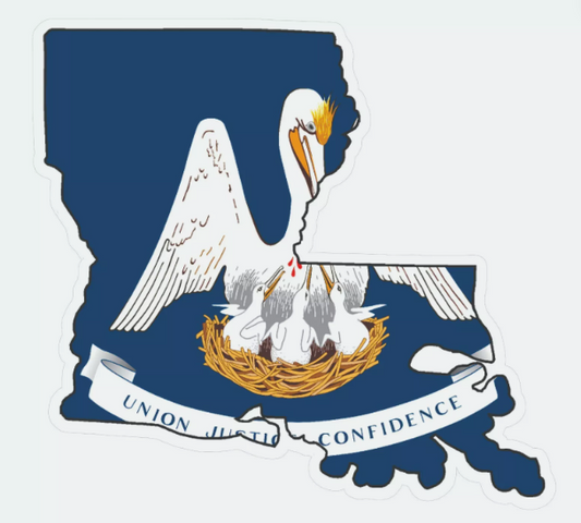 Louisiana State Map Outline with Flag Sticker, Decal, Vacation Sticker