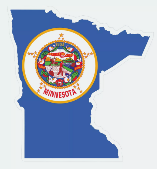 Minnesota State Map Outline with Flag Sticker, Decal, Vacation Sticker