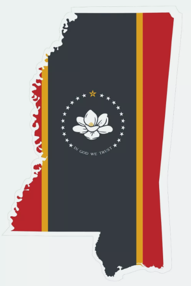 Missisippi State Map Outline with Flag Sticker, Decal, Vacation Sticker
