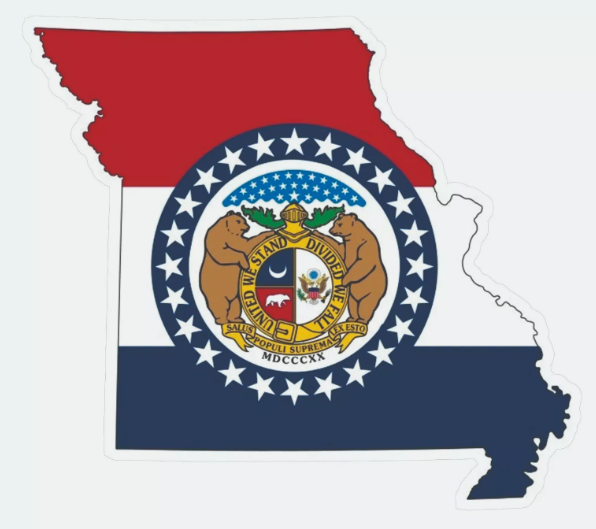 Missouri State Map Outline with Flag Sticker, Decal, Vacation Sticker