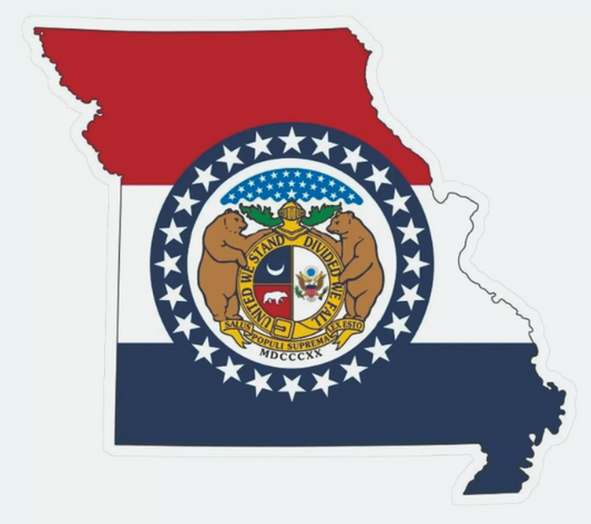 Missouri State Map Outline with Flag Sticker, Decal, Vacation Sticker