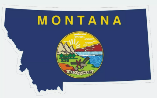 Montana State Map Outline with Flag Sticker, Decal, Vacation Sticker