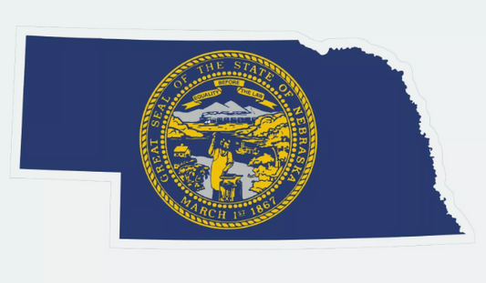 Nebraska State Map Outline with Flag Sticker, Decal, Vacation Sticker