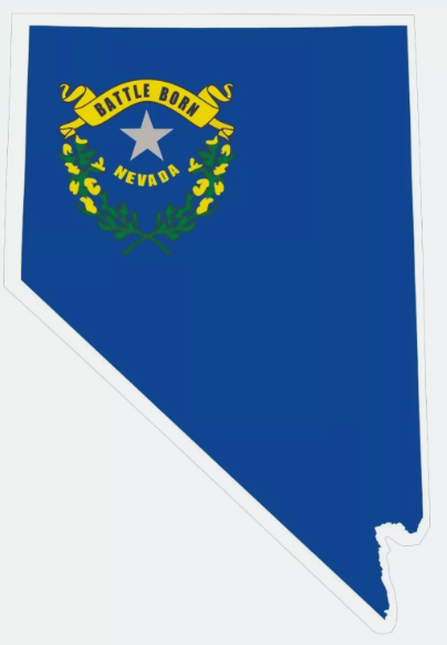 Nevada State Map Outline with Flag Sticker, Decal, Vacation Sticker