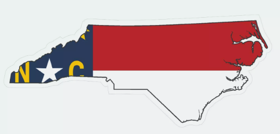 North Carolina State Map Outline with Flag Sticker, Decal, Vacation St ...