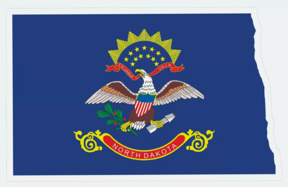 North Dakota State Map Outline with Flag Sticker, Decal, Vacation Sticker