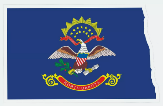 North Dakota State Map Outline with Flag Sticker, Decal, Vacation Sticker