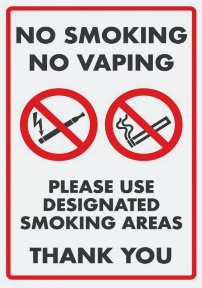 No Smoking or Vaping Sign Decal Sticker