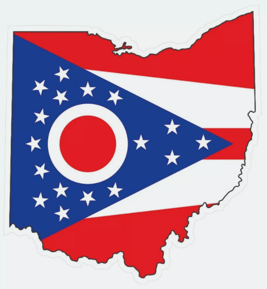 Ohio State Map Outline with Flag Sticker, Decal, Vacation Sticker
