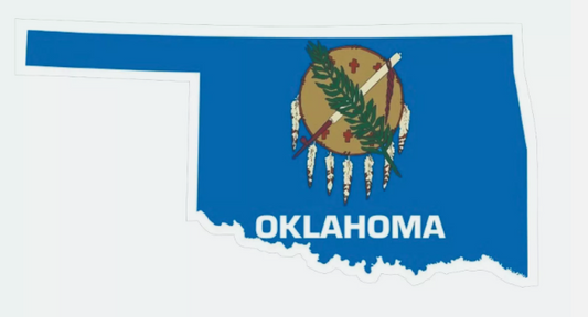 Oklahoma State Map Outline with Flag Sticker, Decal, Vacation Sticker