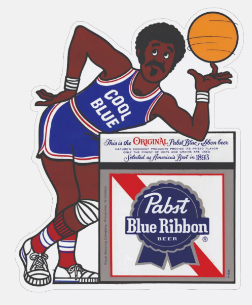 Pabst Blue Ribbon Basketball Cool Blue Decal / Bumper Sticker