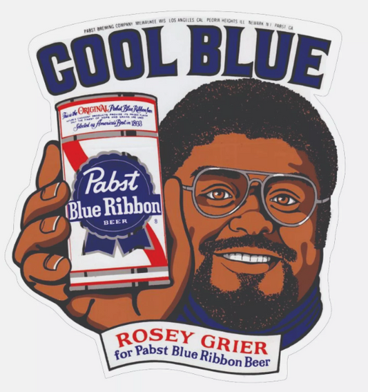Pabst Blue Ribbon Rosey Grier Cool Blue Decal / Bumper Sticker
