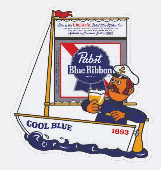 Pabst Blue Ribbon Sailboat Cool Blue Decal / Bumper Sticker