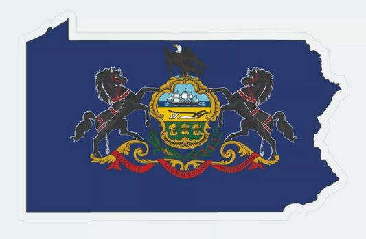 Pennsylvania State Map Outline with Flag Sticker, Decal, Vacation Sticker