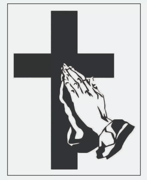 Preying Hands with Cross Sticker - Decal