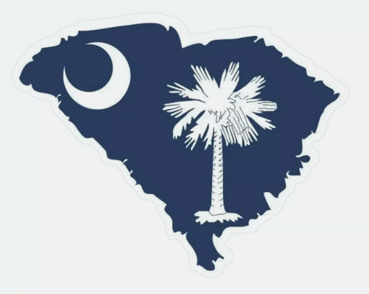 South Carolina State Map Outline with Flag Sticker, Decal, Vacation Sticker