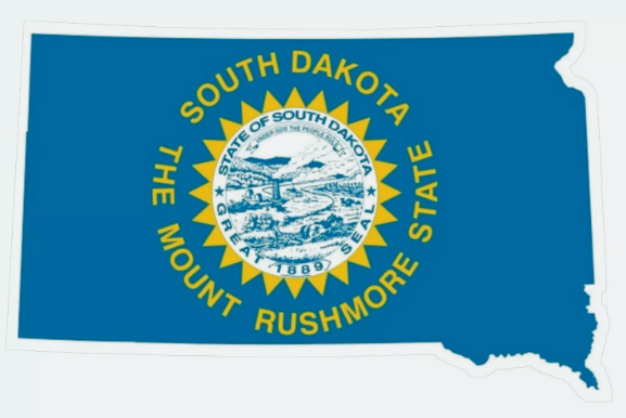 South Dakota State Map Outline with Flag Sticker, Decal, Vacation Sticker