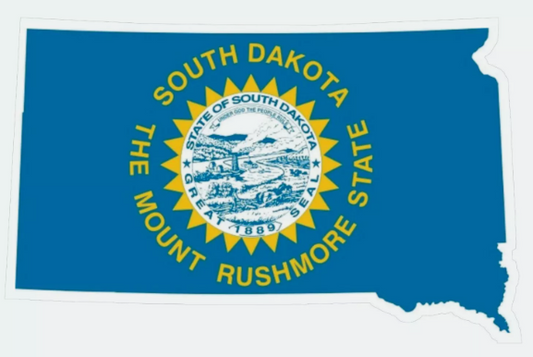 South Dakota State Map Outline with Flag Sticker, Decal, Vacation Sticker