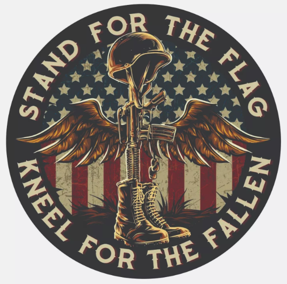 Stand For The Flag Kneel For The Fallen Military Decal / Bumper Sticker