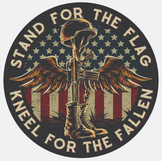 Stand For The Flag Kneel For The Fallen Military Decal / Bumper Sticker