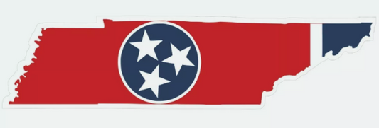 Tennessee State Map Outline with Flag Sticker, Decal, Vacation Sticker